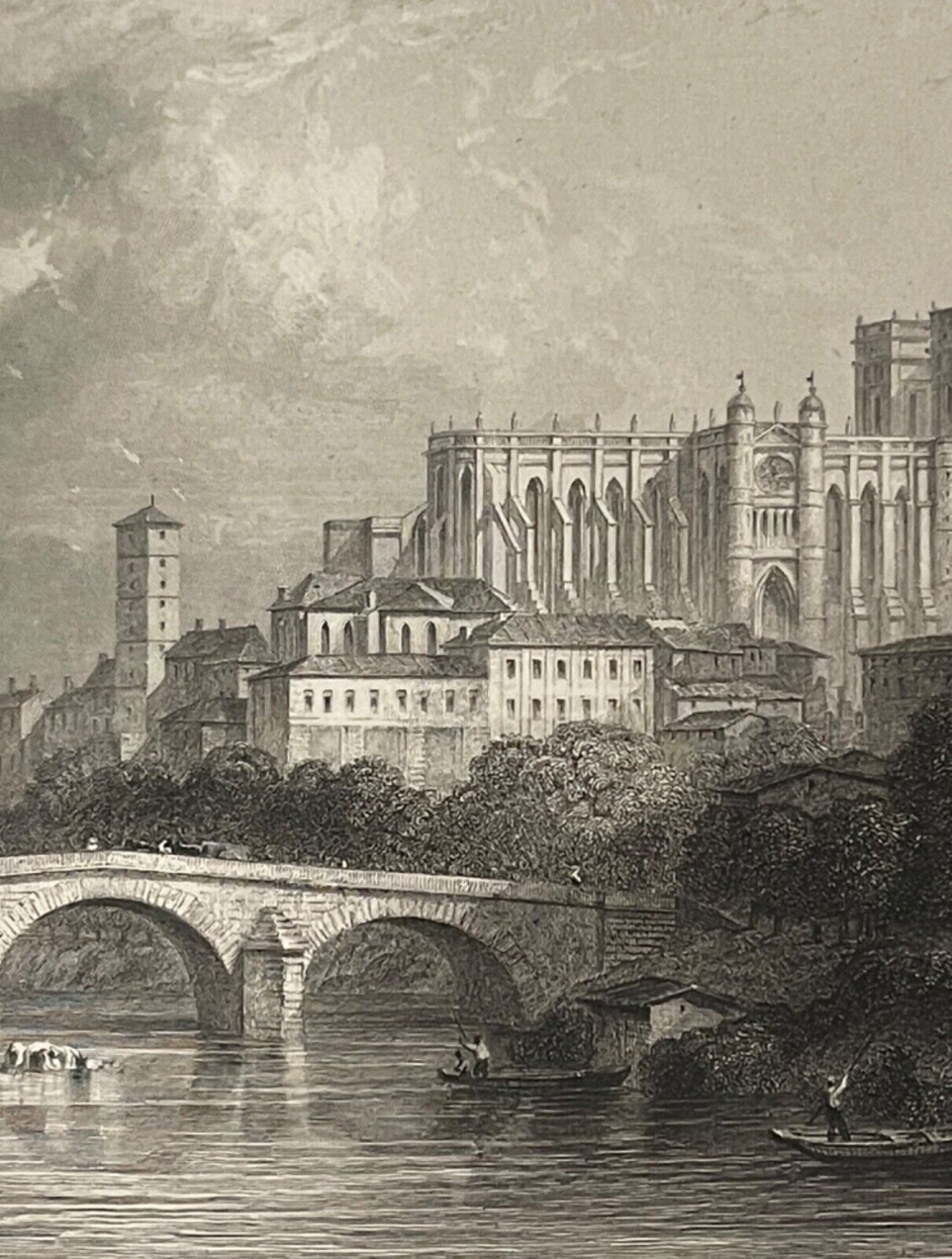 auch_bateliers_et_lavandieres_gers_occitanie_gravure_par_rouargue_1838_france