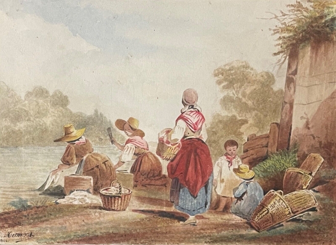 les_lavandieres_et_enfants_aquarelle_de_1864_signee