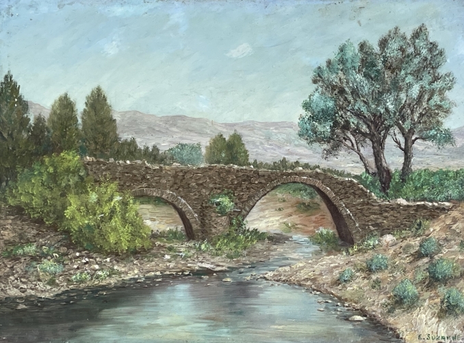 vieux_pont_moyen_??ge_de_la_riviere_aille_var_france_acrylique_sur_bois_xxe