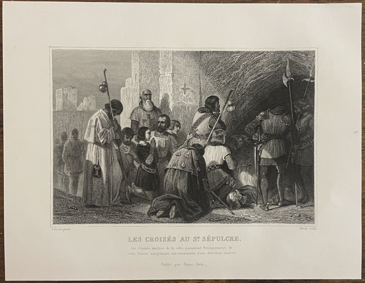 les_croises_au_saint_sepulcre_croisade_jerusalem_israel_gravure_vers_1830_france