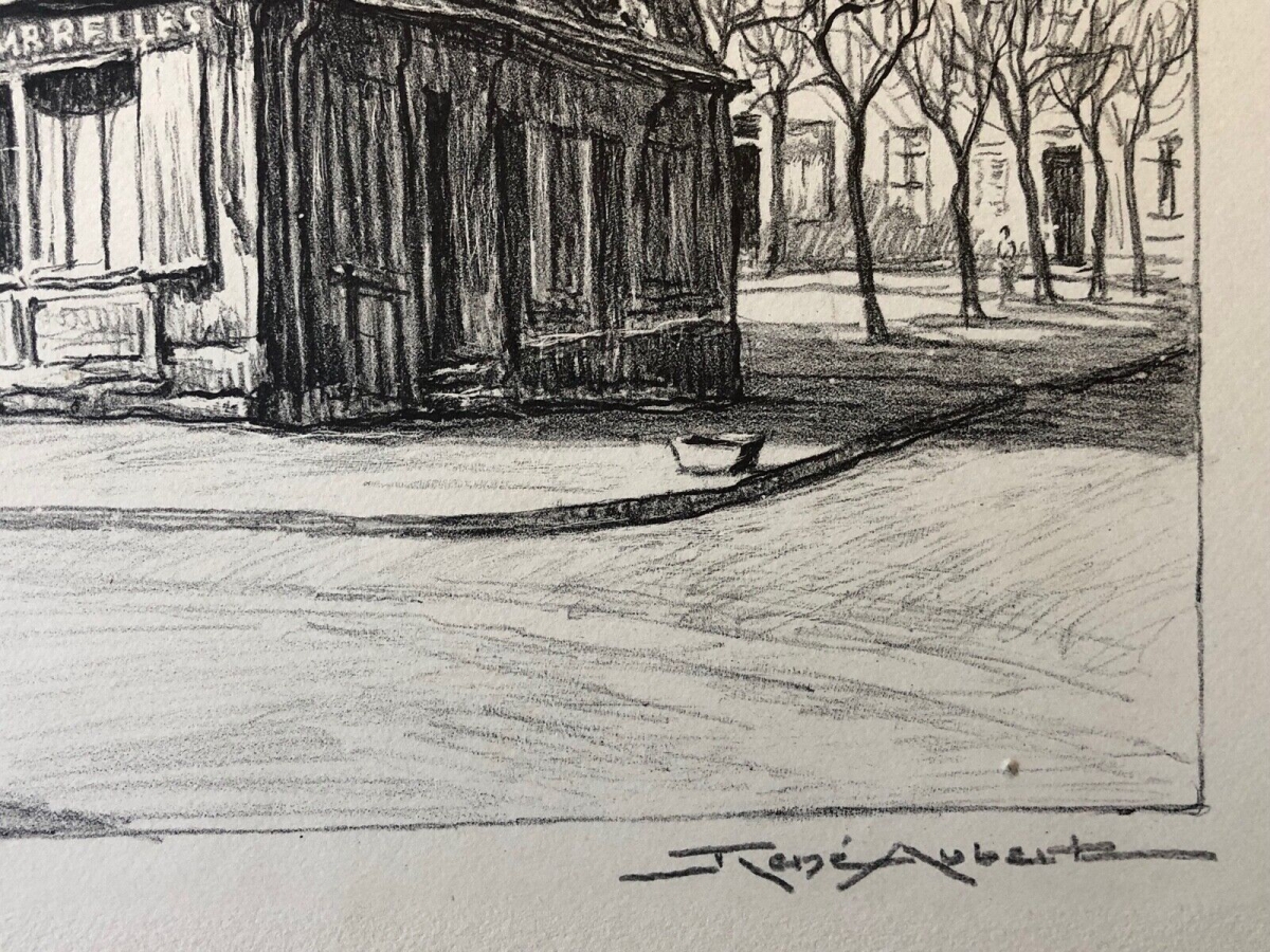 versailles_rene_aubert_1894-1977_litho_1951_signee_au_crayon_parapluies_boudet