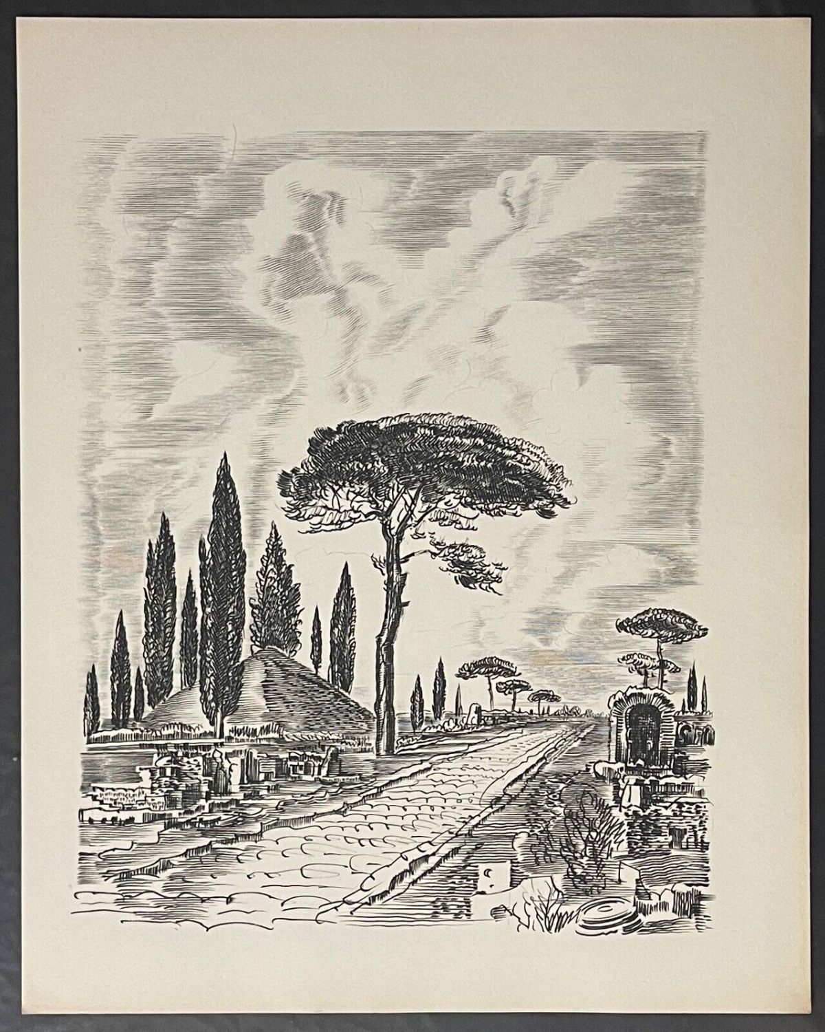 italie_voie_romaine_gravures_attribuees_a_albert_decaris_vers_1958