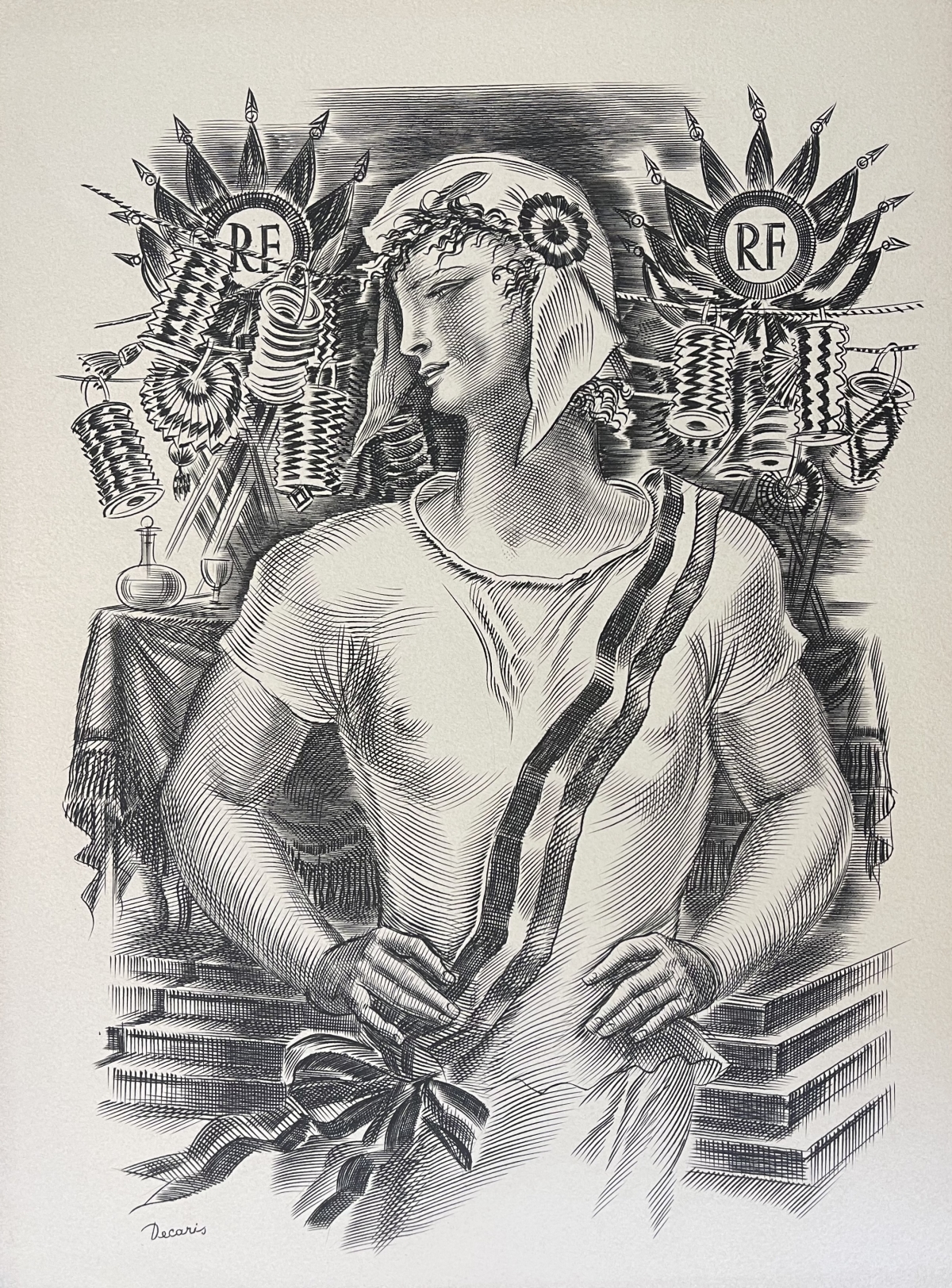 la_republique_gravure_au_burin_d_albert_decaris_1901-1988_vers_1949_france