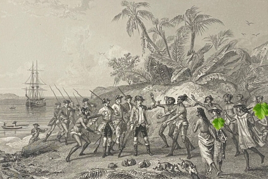 bougainville_abordant_a_tahiti_6_avril_1768_??le_en_polynesie_france_gravure_1846