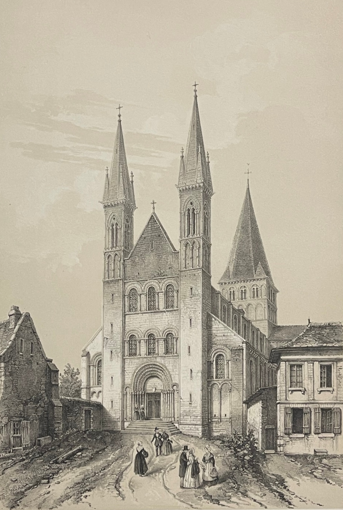 abbaye_saint-georges_de_boscherville_style_roman_lithographie_de_1852_france