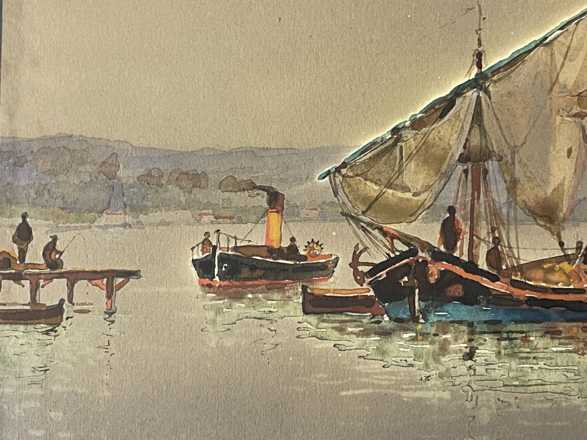 emile_henry_1842-1920_mouillage_la_joliette_marseille_aquarelle_originale_france