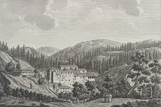 abbatiale_camaldoli_italie_toscane_gravure_originale_vers_1824