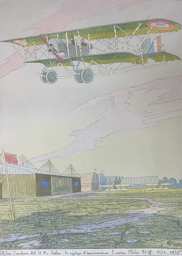 avion_caudron_dit_g3_gravure_en_aquatinte_vers_1916_france