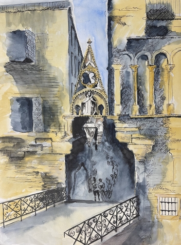 venise_entree_de_rue_sur_le_canal_du_paradis_aquarelle_vers_1980_anonyme_italie
