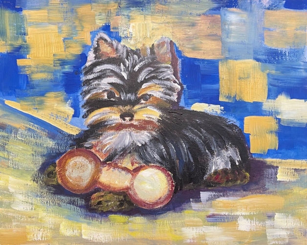 chien_yokshire_peinture_sur_toile_anonyme_animalier