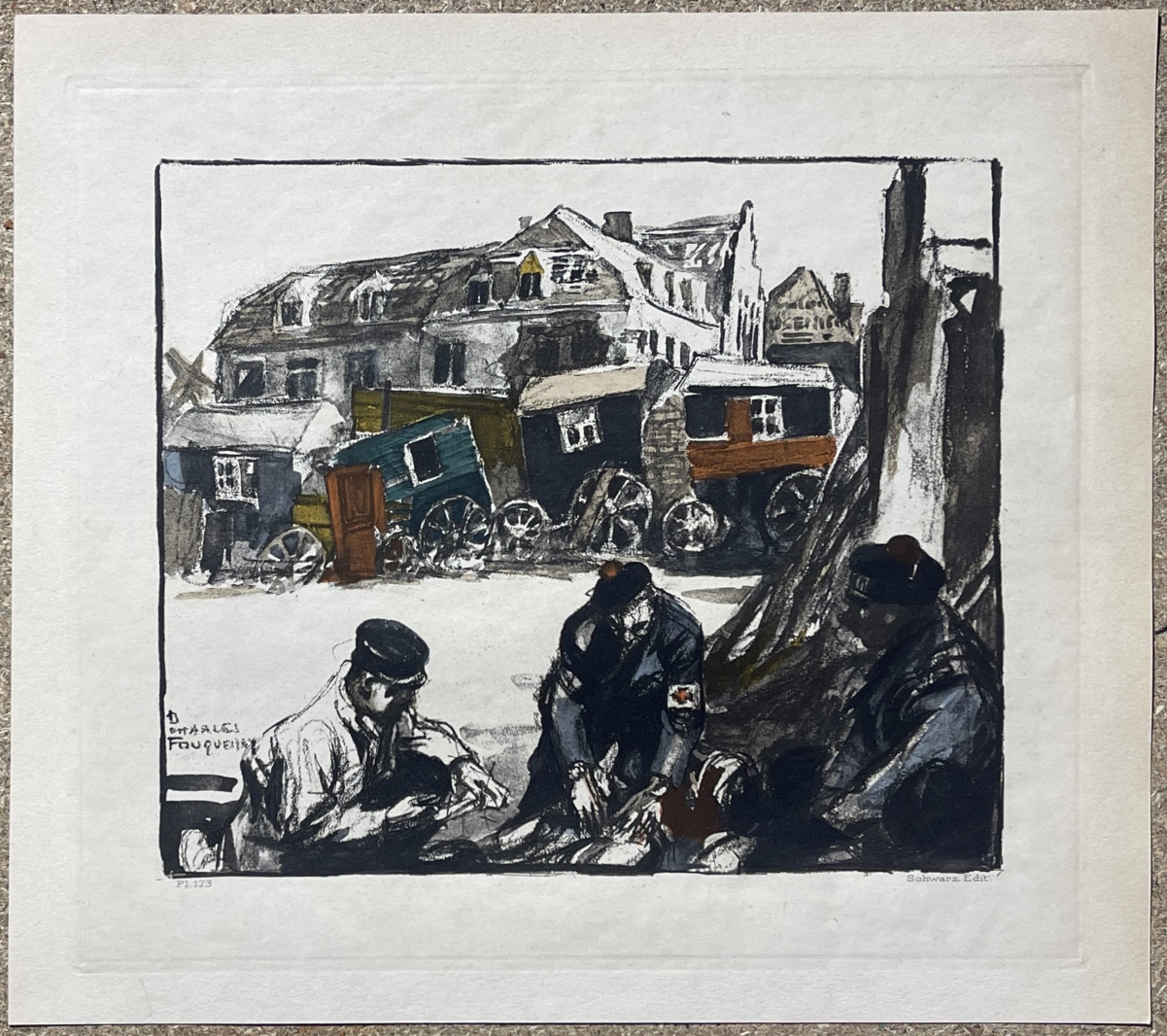 nieuport_1914_belgique_fusiliers_marins_barricade_cabines_de_bains_1920