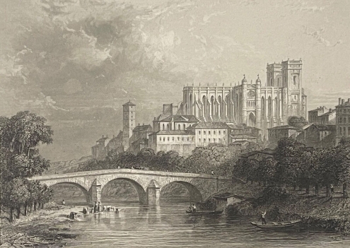 auch_bateliers_et_lavandieres_gers_occitanie_gravure_par_rouargue_1838_france