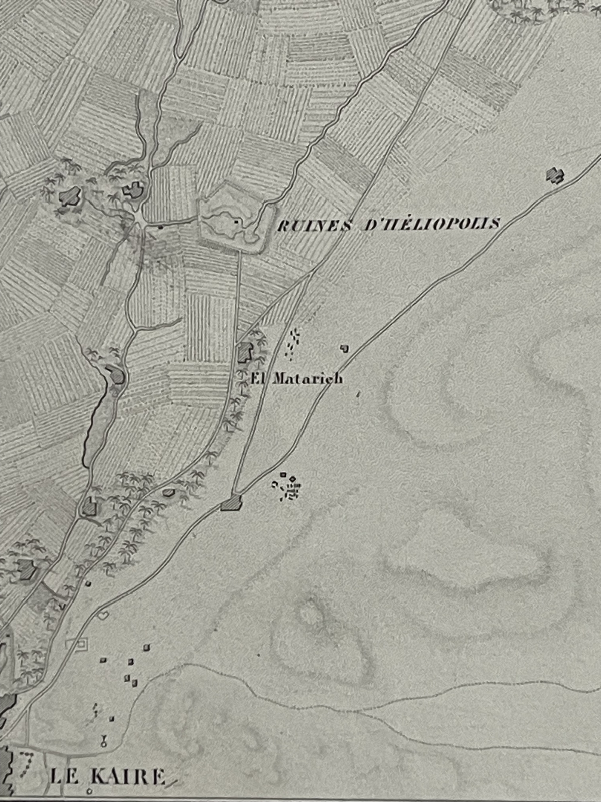 egypte_plan_plaine_heliopolis_en_1800_bataille_general_kleber_gravure_1848