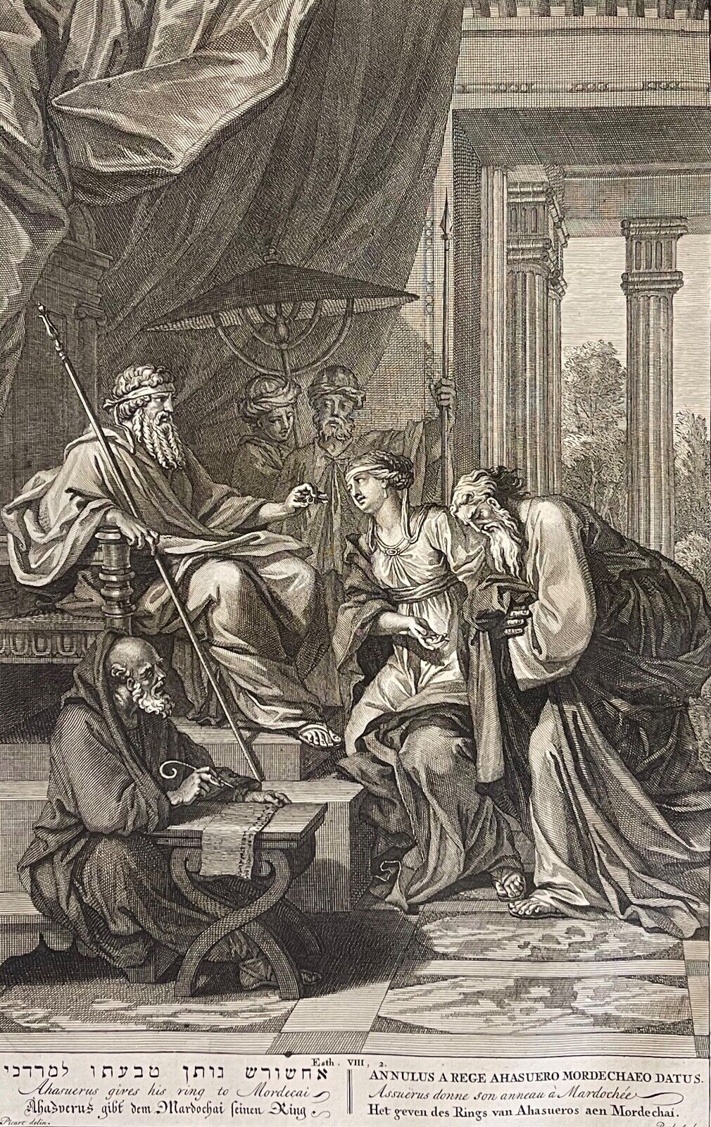 le_roi_assuerus_donne_sa_bague_a_mardochee_1728_bernard_picart_graveur_surugue