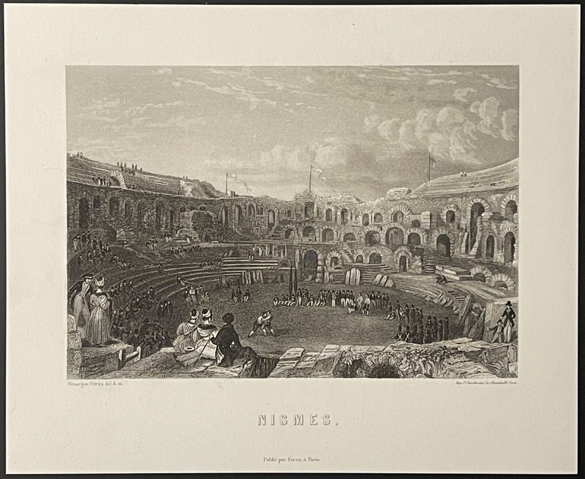 nismes_les_arenes_gravure_de_rouargue_vers_1836_provence_france
