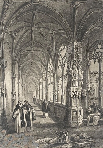 abbaye_de_cadouin_pres_de_bergerac_dordogne_gravure_par_rouargue_1838_france