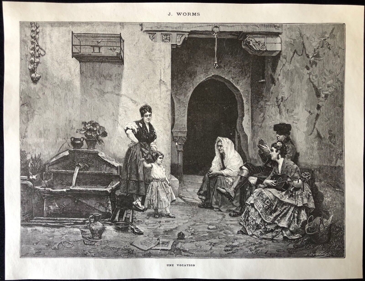 jules_worms_1832-1914_la_vocation_flamenco_danse_estampe_vers_1875_espagna