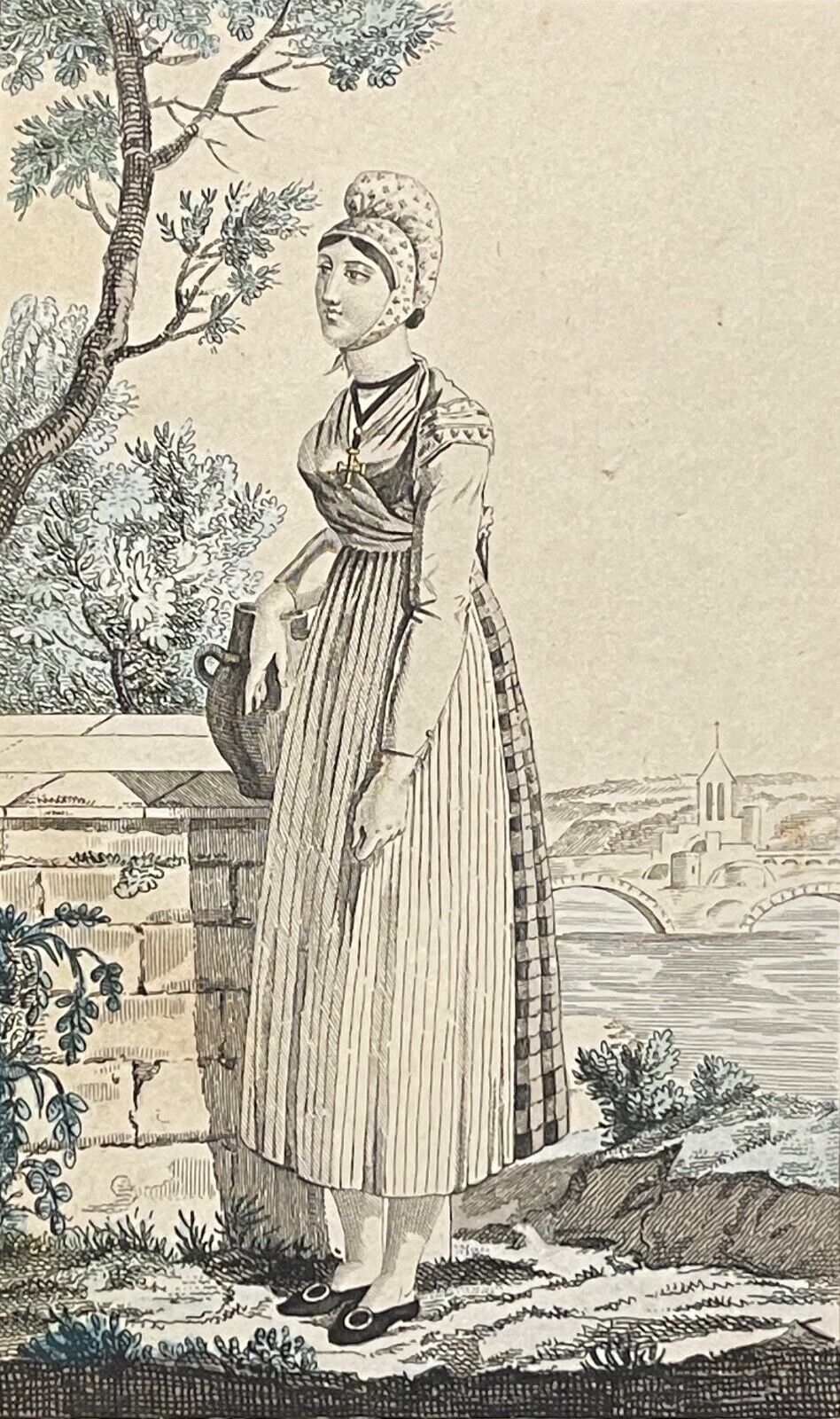 avignon_jeune_paysanne_gravure_originale_de_1815_vaucluse_france