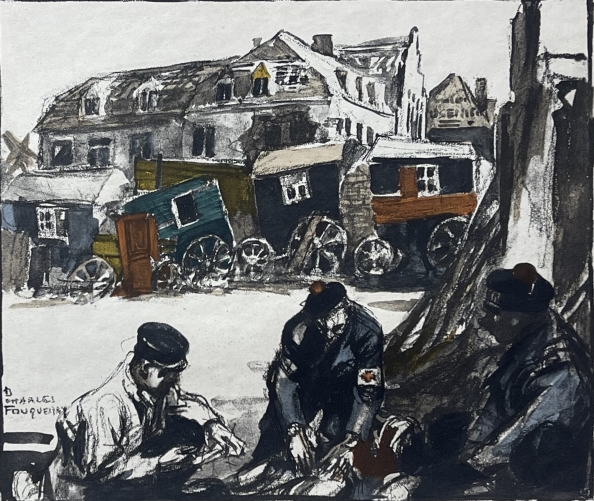 nieuport_1914_belgique_fusiliers_marins_barricade_cabines_de_bains_1920