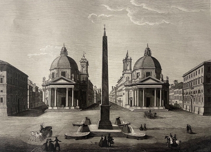 rome_place_du_peuple_santa_maria_dei_miracoli_italie_gravure_de_1820