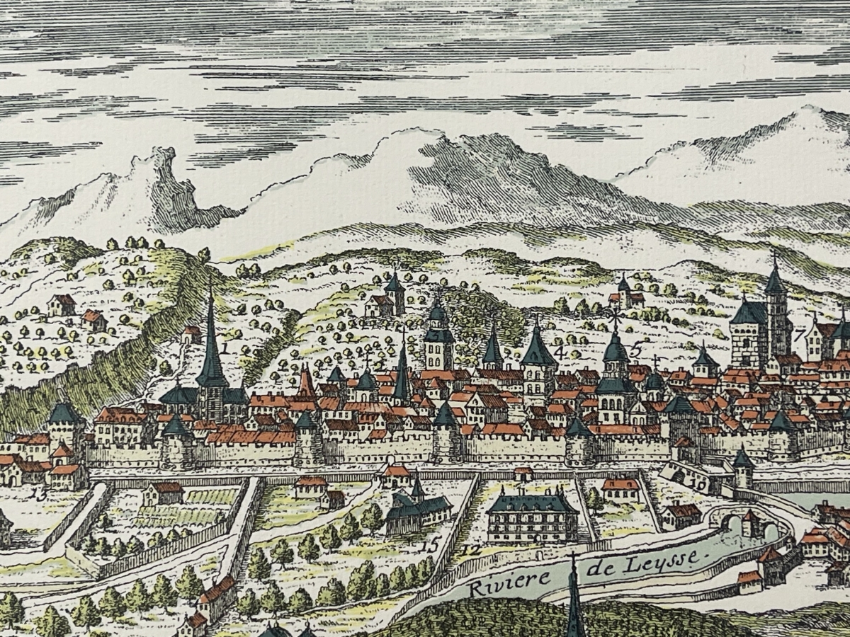 chambery_france_vue_au_xviii_siecle_tirage_vers_1970_savoie