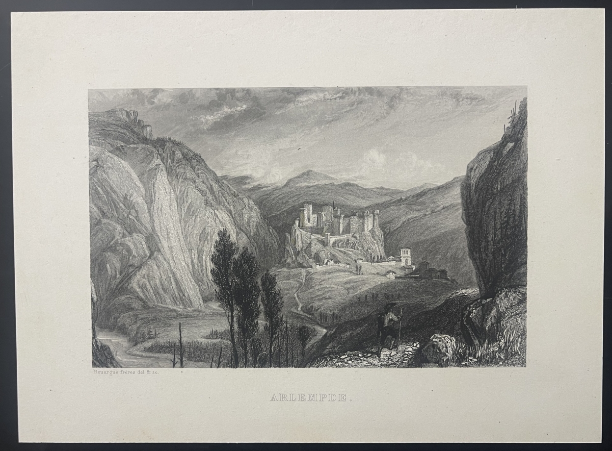 arlempdes_le_chateau_gravure_de_rouargue_haute-loire_vers_1840_france