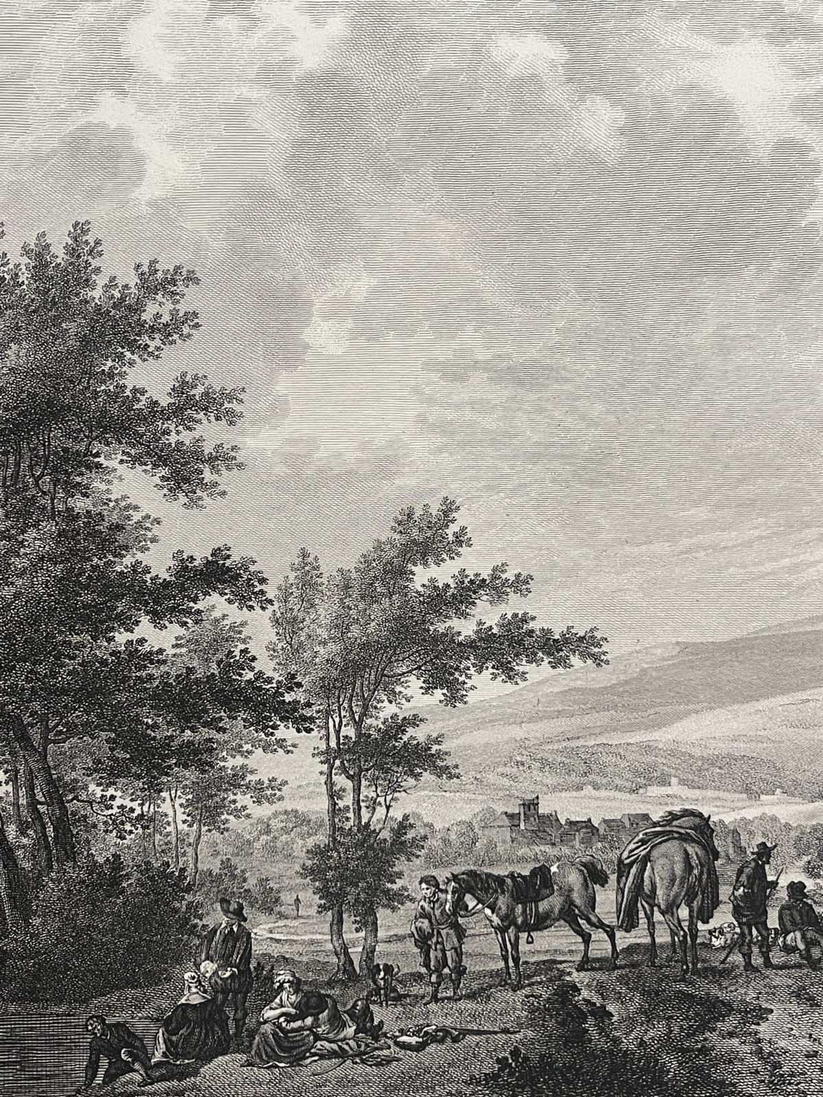 halte_de_chasseurs_dapres_wouwermans_gravure_au_burin_niquet_tirage_vers_1850