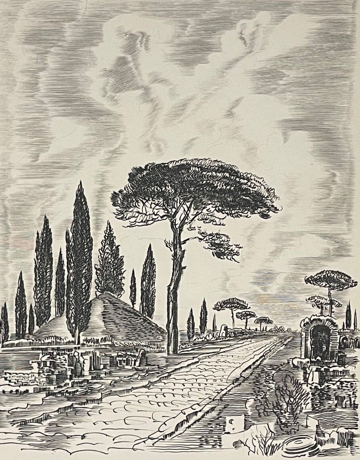 italie_voie_romaine_gravures_attribuees_a_albert_decaris_vers_1958