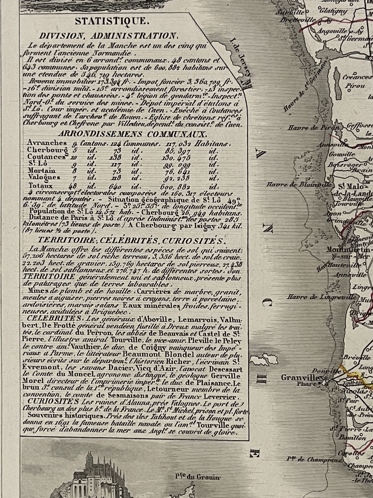 manche_departement_carte_originale_de_1850_normandie_france