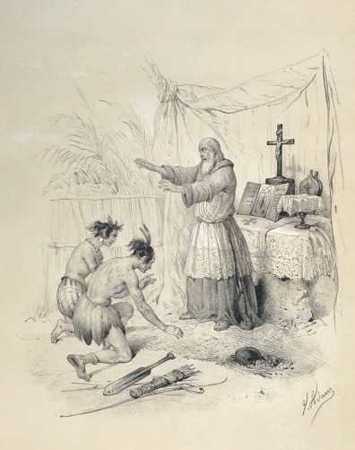las-cazas_1474-1566_fonde_une_colonie_indienne_a_cumana_venezuela_estampe_1840
