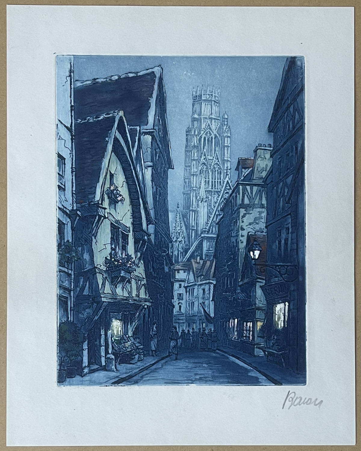 rouen_rue_damiette_gravure_en_aquatinte_vers_1930_seine-maritime_france