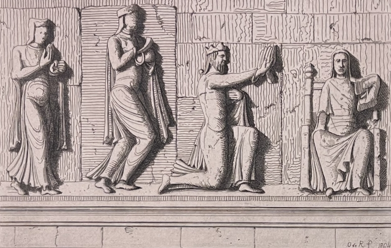 chaize-giraud_bas_relief_xiie_siecle_adoration_des_mages_vendee_france_1860