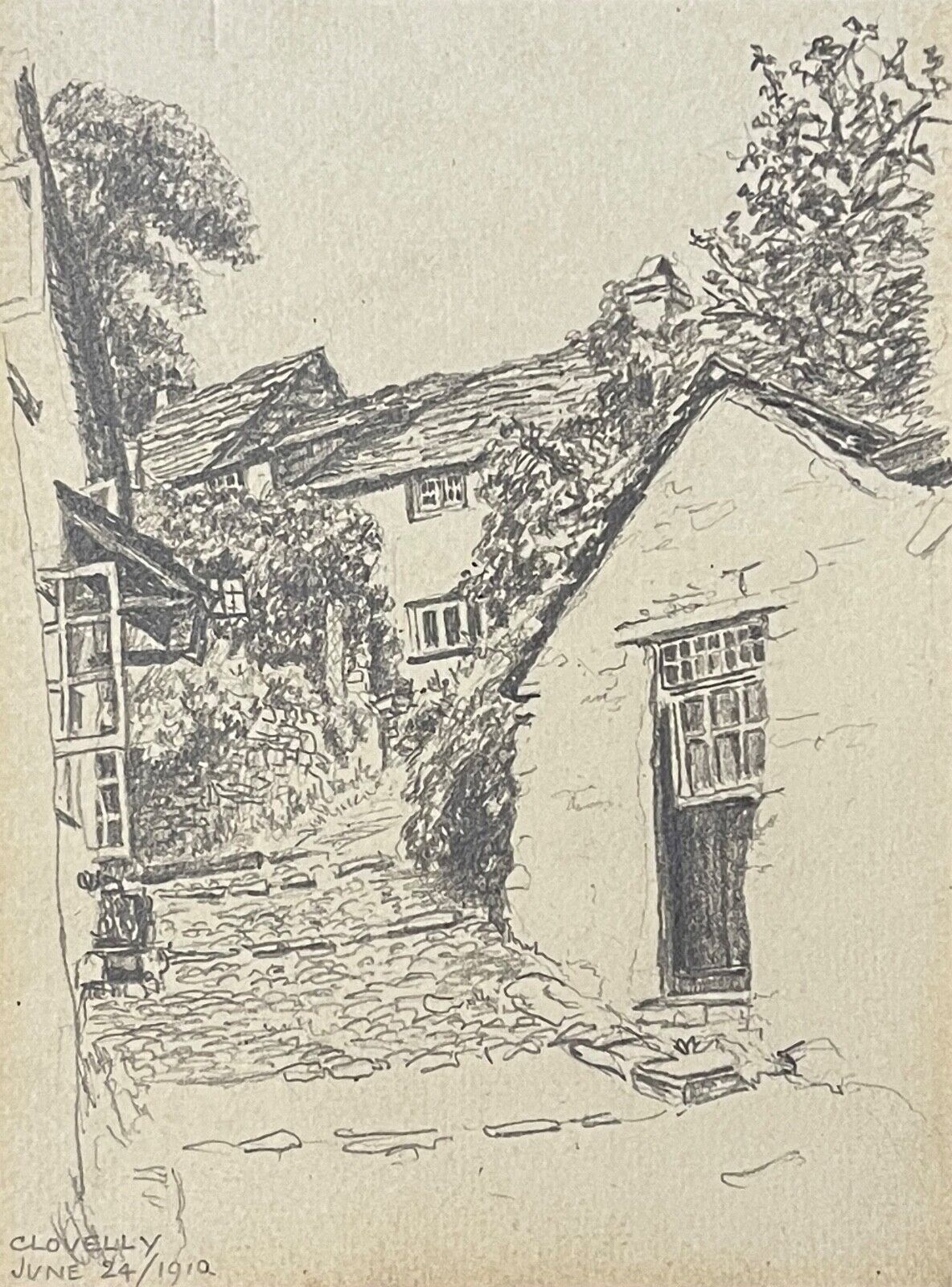 clovelly_comte_du_devon_dessin_original_1910_angleterre_royaume-uni