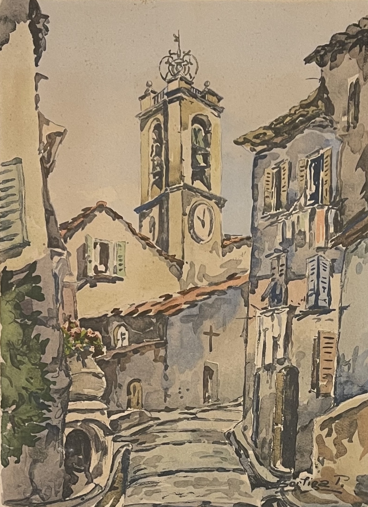 eze_alpes-maritimes_provence_gravure_vers_1920_par_pierre_borfiga_france