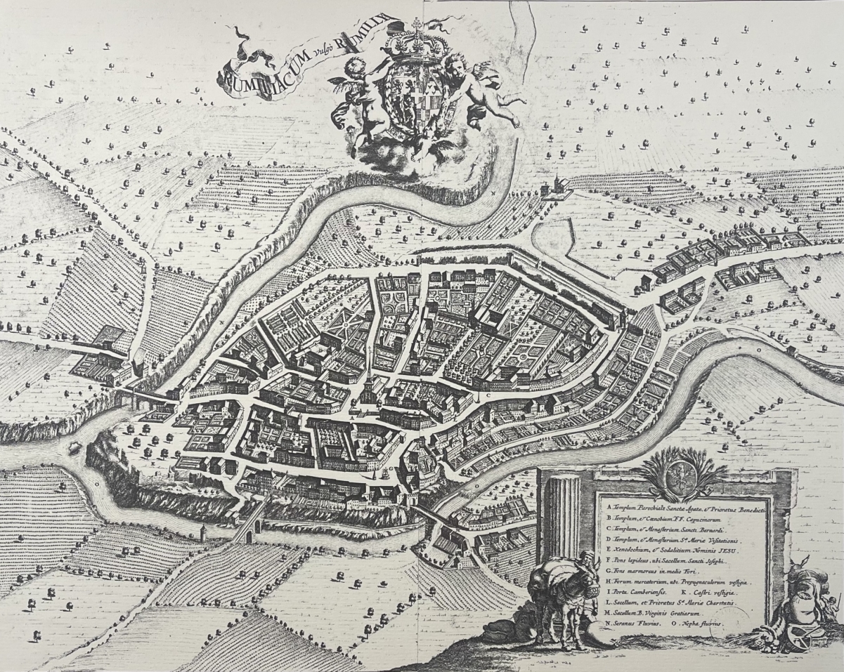 rumilly_haute-savoie_france_vue_cavaliere_de_1682_tirage_vers_1970