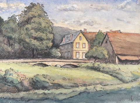 allemagne_oberhof_thuringe_aquarelle_et_encre_vers_1948