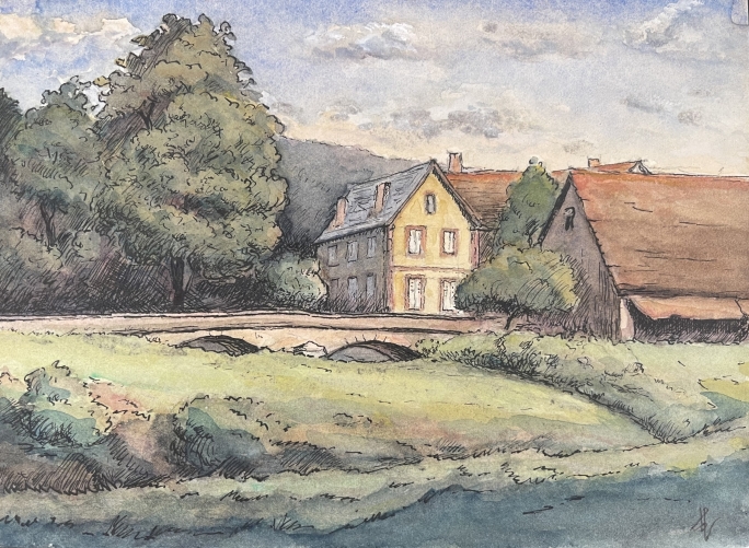 allemagne_oberhof_thuringe_aquarelle_et_encre_vers_1948