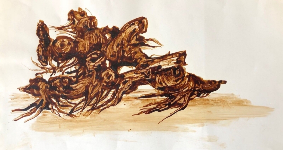 la_souche_darbre_encre_epaisse_sur_papier_vers_1970_anonyme__