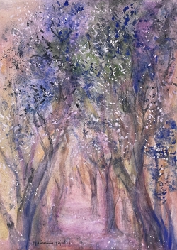 sous-bois_aquarelle_signee_pujol_1977_gout_fauve_post_fauvisme