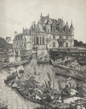 chateau_de_chenonceau_grand_dessin_plume_architecture_renaissance_debut_xxe