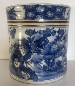 chine_pot_a_pinceaux_bleu_et_blanc_xixe