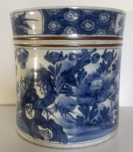 chine_pot_a_pinceaux_bleu_et_blanc_xixe