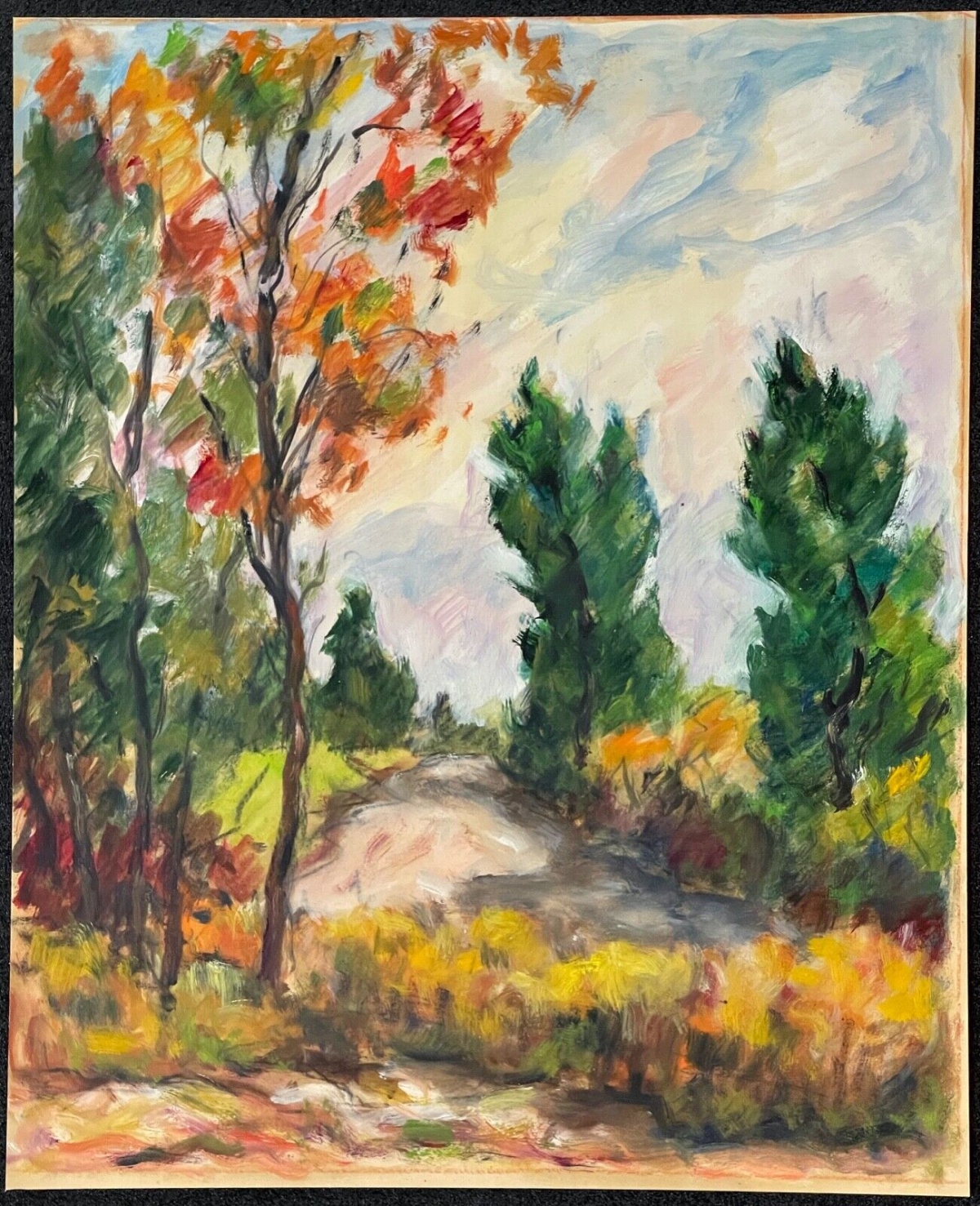 vue_de_provence_en_automne_gouache_vers_1960_anonyme_france