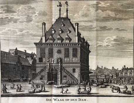 de_waag_op_den_dam_amsterdam_gravure_1737_nederland
