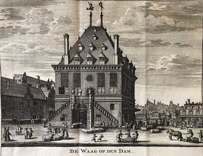 de_waag_op_den_dam_amsterdam_gravure_1737_nederland