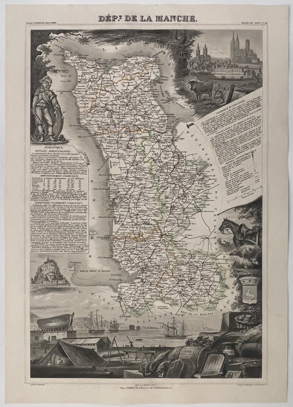 manche_departement_carte_originale_de_1850_normandie_france