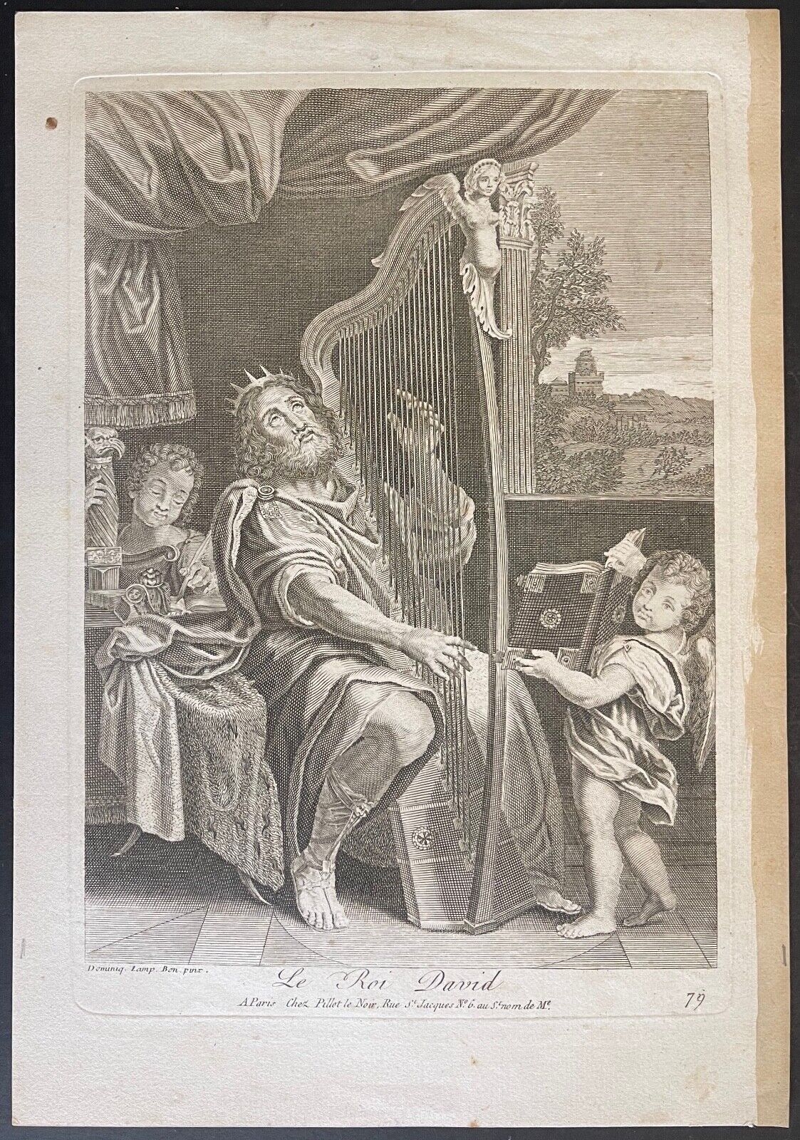 le_roi_david_jouant_de_la_harpe_israel_gravure_xviii
