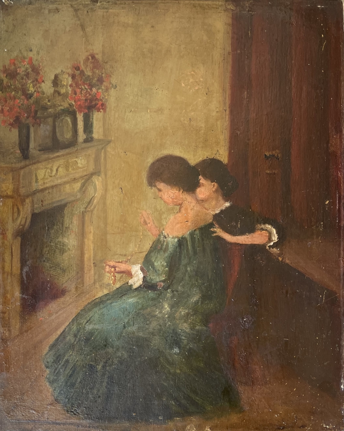 jeunes_femmes_au_collier_huile_sur_bois_vers_1850_anonyme