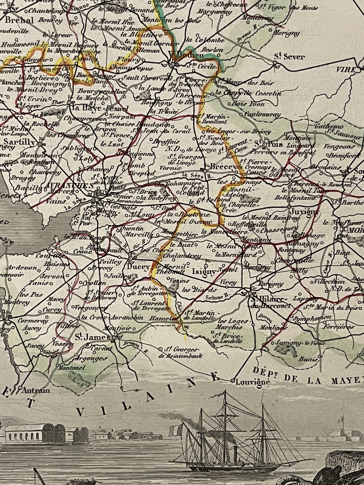 manche_departement_carte_originale_de_1850_normandie_france