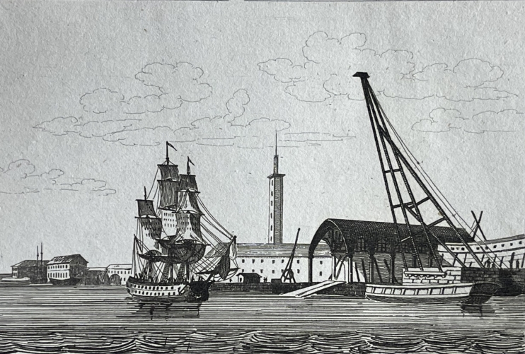 lorien_morbihan_bretagne_le_port_gravure_vers_1830_france